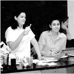 Classmates at a club table, from the yearbook